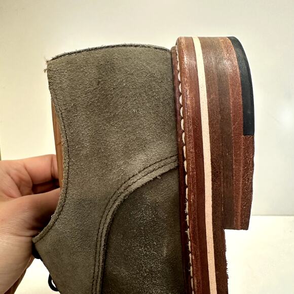 EXCELLENT Rancourt & Co. x Helm Benson Derby Suede Gray /. Olive Green Plain 9.5 - Picture 13 of 13